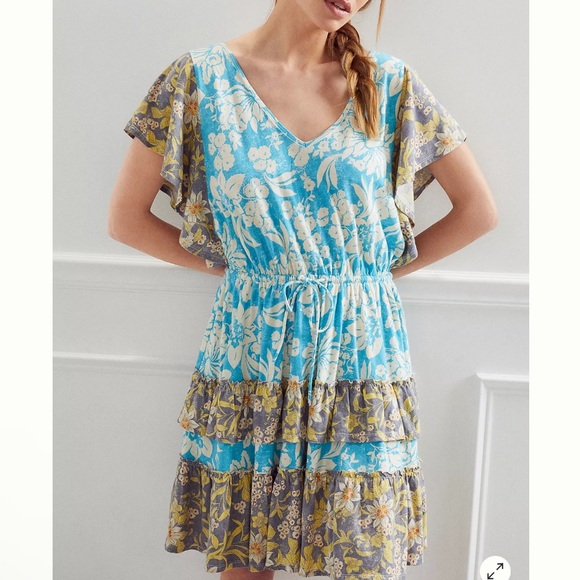 Anthropologie Daily Practice Tiered Floral Ruffle Dress medium beachy cottage - Picture 9 of 9